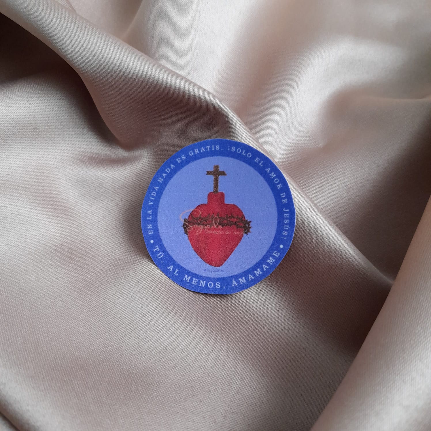 Sticker Sagrado Corazón de Jesús Azul